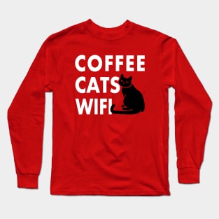 Coffee Cats Wifi Love Long Sleeve T-Shirt